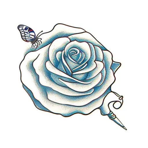 Butterfly Landing On Rose With Clothespin Stem