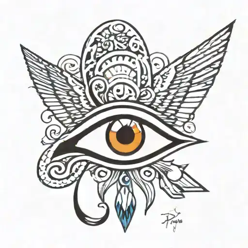Egyptian Eye With The Letters Rcel Initial Des Enfants