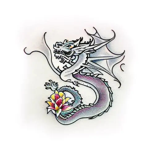 Dragon Hiding In Lily Flower