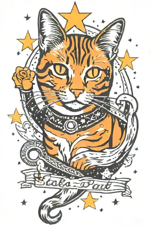 Cat Surrounded By Galaxy Filled With Stars