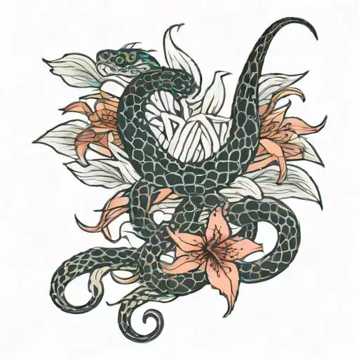 Red Spider Lily With Snake