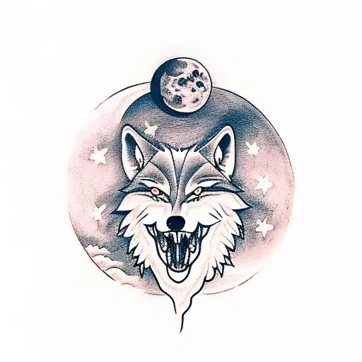 A Wolf Howling At The Moon With The One Ring Around Its Neck