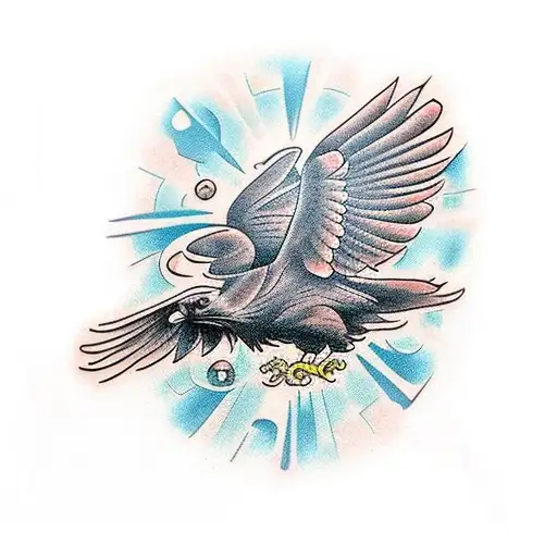 A Neotraditional Tattoo Of A Raven