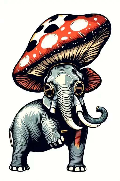 Nuclear Mushroom And An Elephant With A Gas Mask