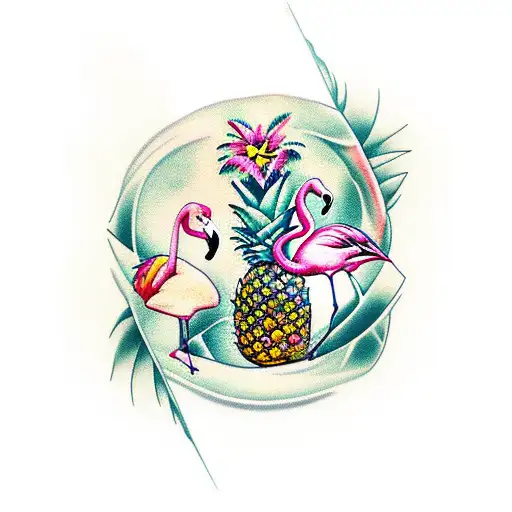 Pineapple And Flamingo Wrapped In Ivy