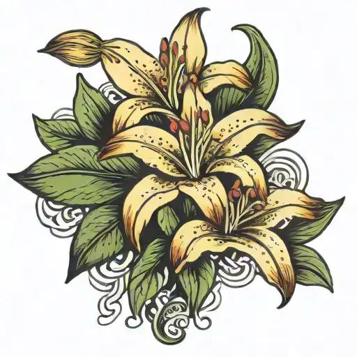 Mexican Lily Flower With The Numbers 8938 And 7849