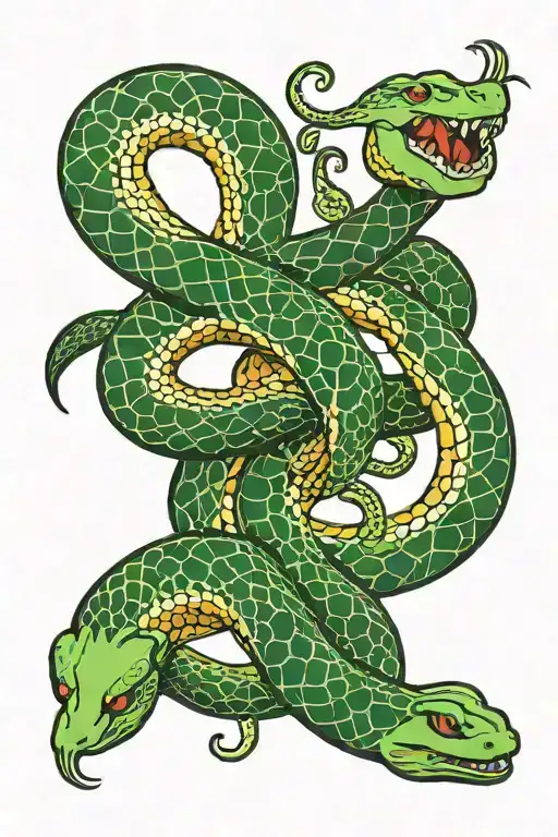 Snake Has Its Own Tail Snake Green