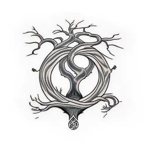 A Majestic Tree With Roots That Form The Shape Of A Treble Clef