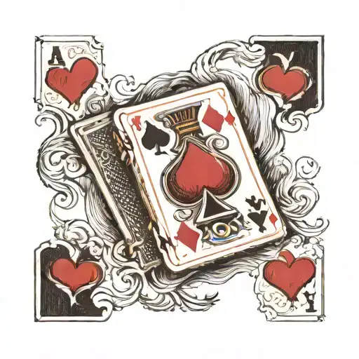 Old Polaroid Camera Printing An Ace Of Hearts Playing Card