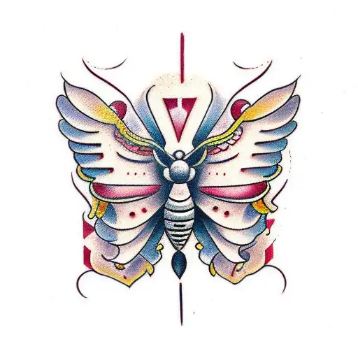 Neo Traditional Tattoo Moth