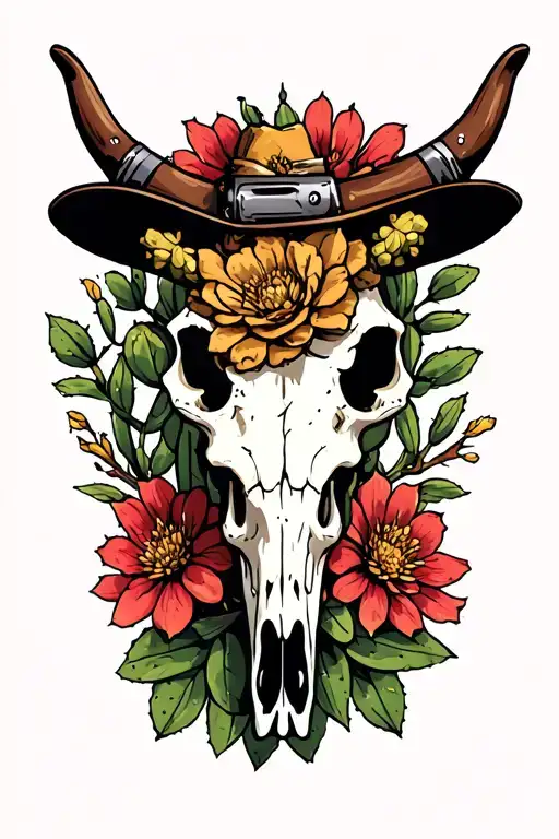 Western Cactus Bullskull Revolver