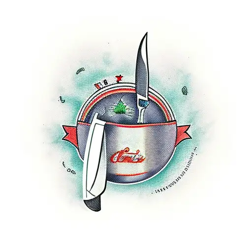 Chef's Knife Where The End Of The Handle Becomes A Plant