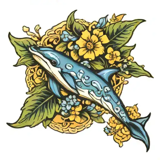 Dolphin Made Of Blue Flowers