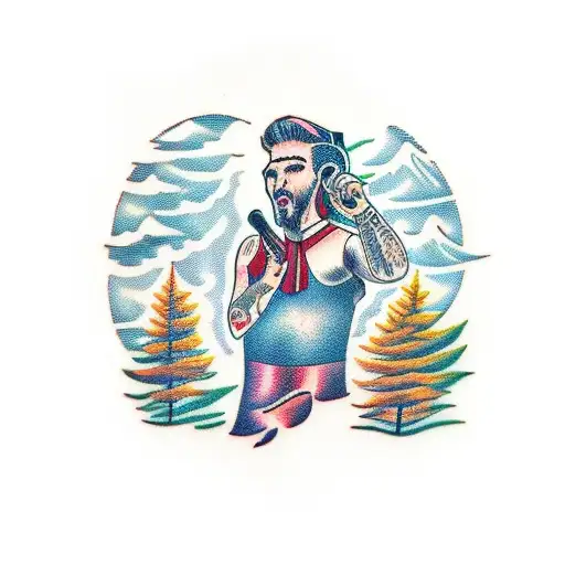 A Music Festival Stage Surrounded By Trees And Nature