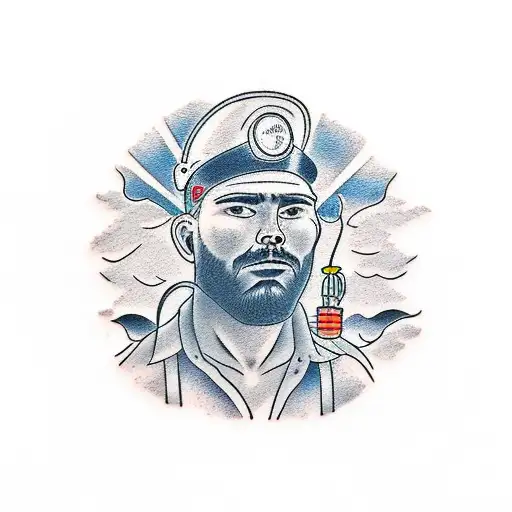 A Realistic Portrait Of An Oil Worker With A Sunset Backdrop