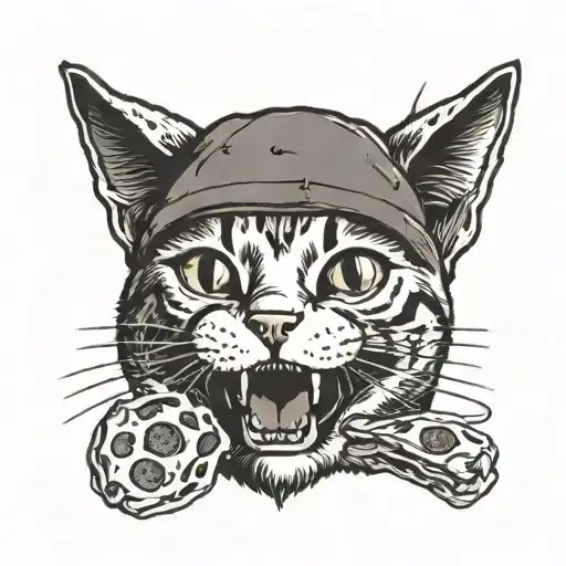 Funny Cat With Slice Of Pizza On Head