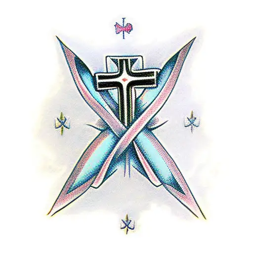 Religious Cross With Children's Birth Dates