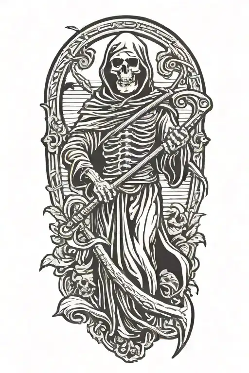 Grim Reaper Holding A Scythe
