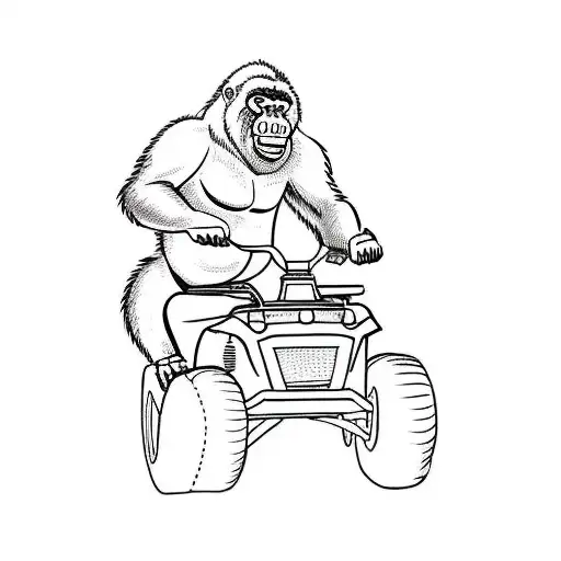 A Gorilla Riding An Atv