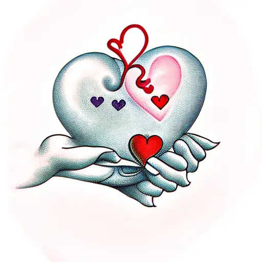 A Strong Hand Holding A Heart-shaped Balloon Filled With Love