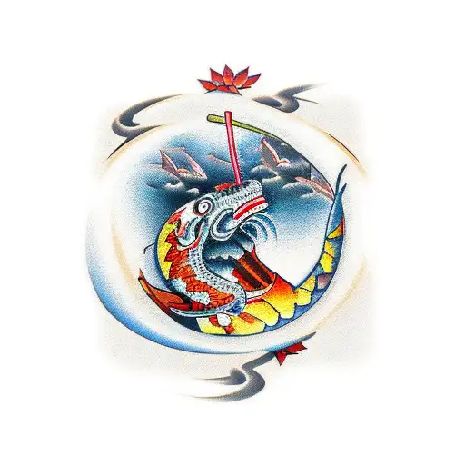 Samurai With Koi Fish