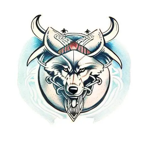 Viking With Wolf And Snake Sleeve