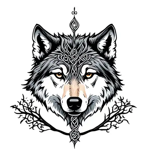 Wolf And Celtic Tree Of Life