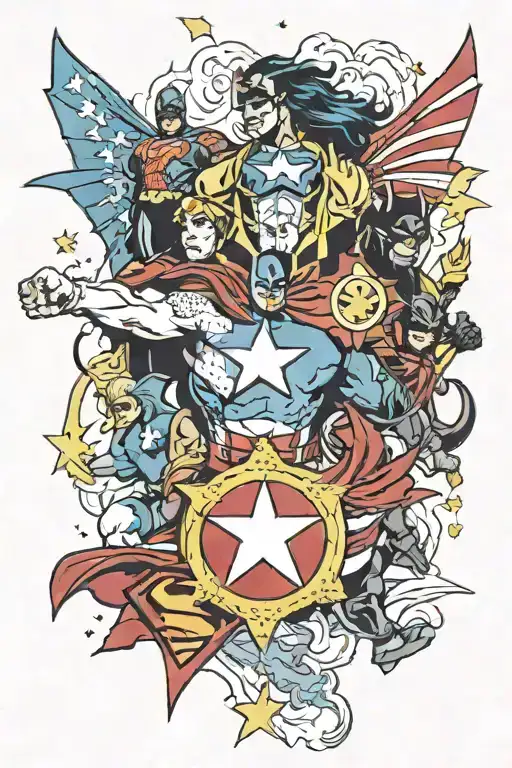 Combine Elements Of Dc And Marvel Comics Into A Unique Superhero Tattoo Design
