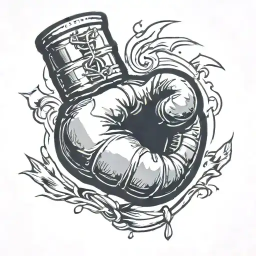 Boxing Glove Punching A Heart Made Of Brick