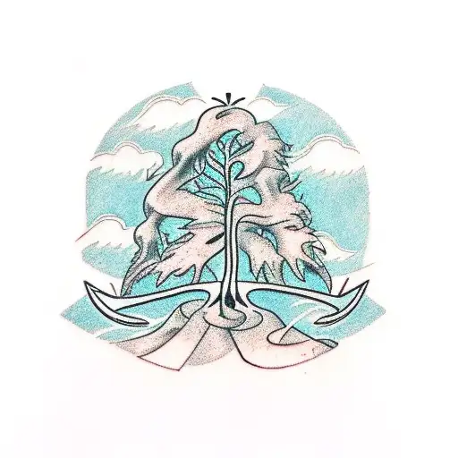 A Mechanics Tools Intertwined With A Tree To Symbolize His Occupation And Hobby