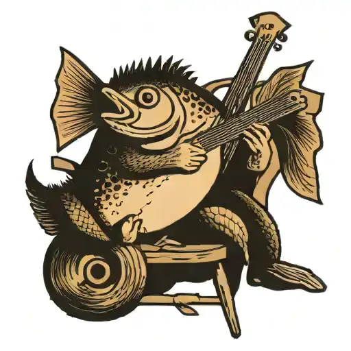 Fish Sitting On A Stool Playing Banjo