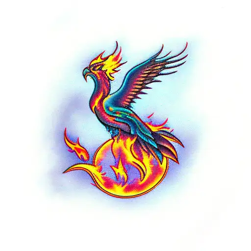 Phoenix With Flames In The Background