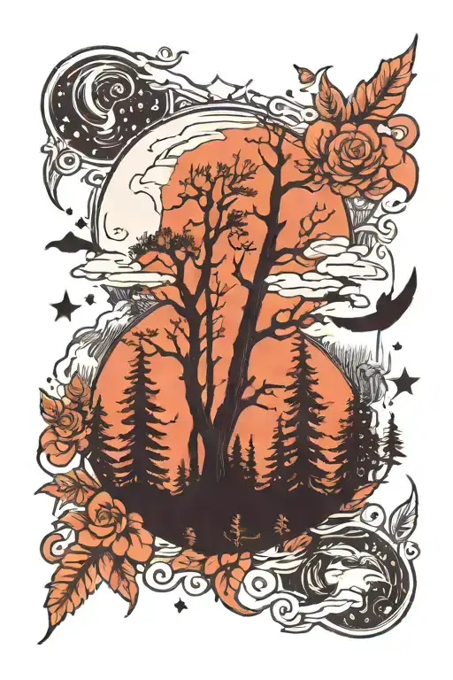 Forest Moon Night Gloomy