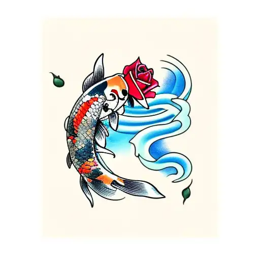 Koi Fish With Rose