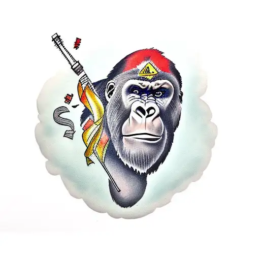 Gorilla Standing And Beating It's Chest