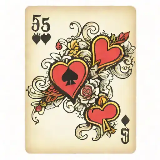 5 Of Hearts Playing Card