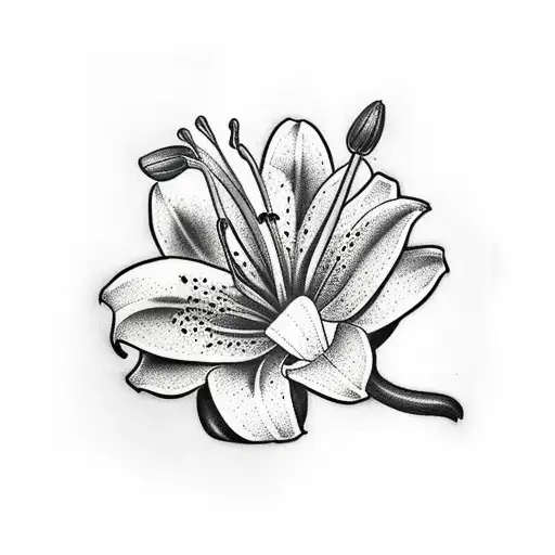 Lily Flower Drawing With Rock Texture