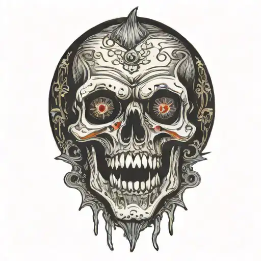 Vampire Skull With Blood Dripping From The Eye And Mouth