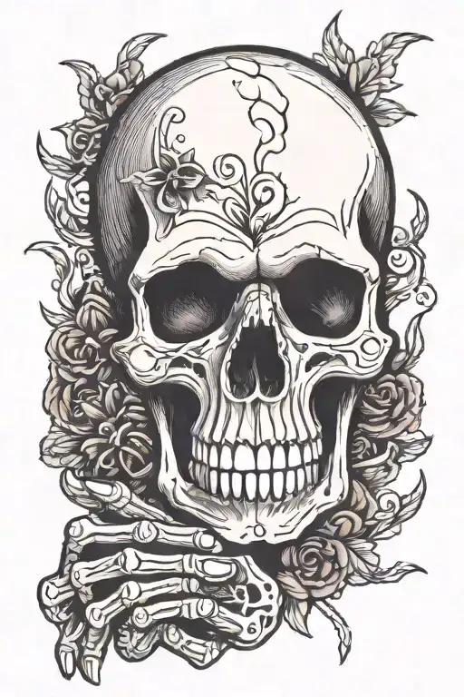 Skull With Skeleton Fingers