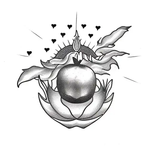 A Pomegranate Fruit In Black And White Some Laurels In U Form And The Sun Of Argentina Flag