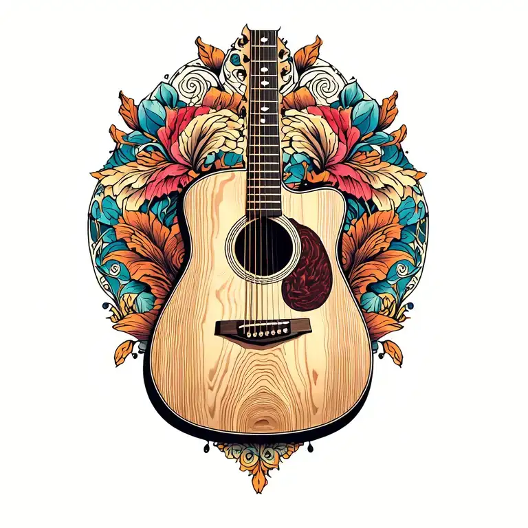 Beautiful Wood Acoustic Guitar