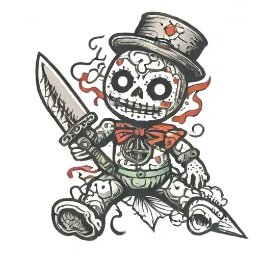 Voodoo Doll Evil And Bloody Knife