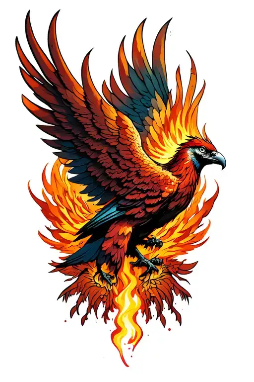 Phoenix Rising From Ashes Symbolizing Overcoming Obstacles