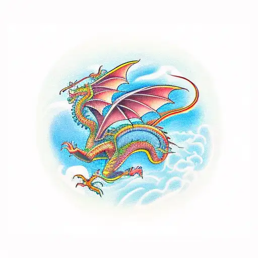 A Majestic Dragon Soaring Over The Landscapes Of Taiwan Tattoo