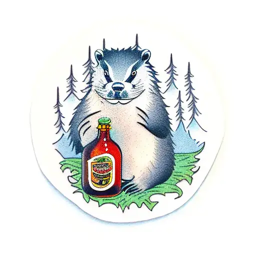 A Beaver Holding A Bbq Sauce Bottle In The Forest