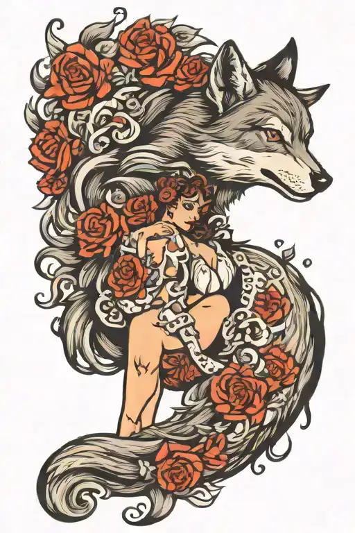 Wolf Pin Up Girl