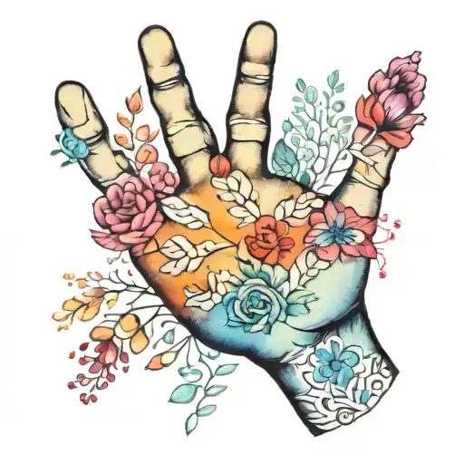 Watercolor Hand Print One Smaller Hand One Bigger Hand