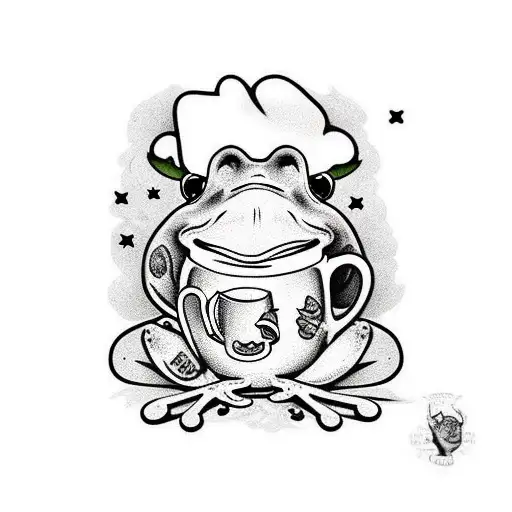 Frog Who Is Drinking Irish Coffe And Smoke Sigar