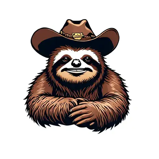 American Traditional Style Sloth Cowboy