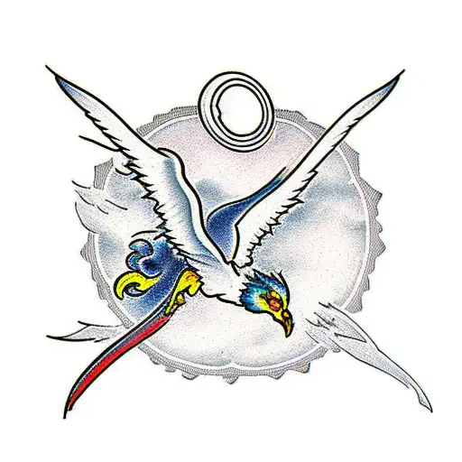 Phoenix On A Perch Overlooking A Valley